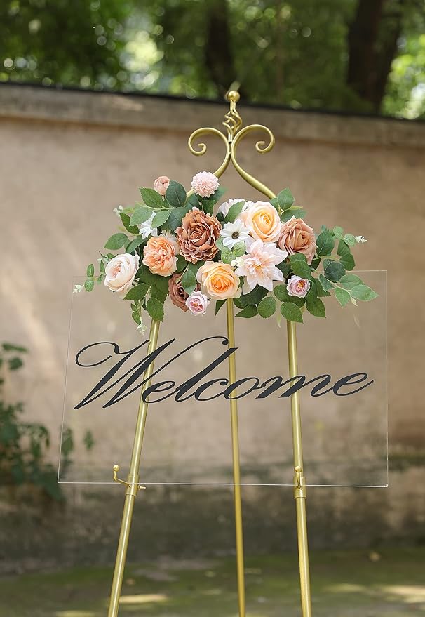 Serra Flora Artificial Flowers Combo Box Set Faux Flowers Bulk Flower Leaf with Stems for DIY Wedding Bouquets Centerpieces Baby Shower Party Home Decorations(Champagne Pink)
