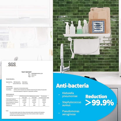 Art3d 10-Sheet Kitchen Backsplash Tiles Peel and Stick, Self Adhesive Wall Tile Sticker for Kitchen Island Bathroom Laundry Room RV Renter 12" x 12" - Jade Green