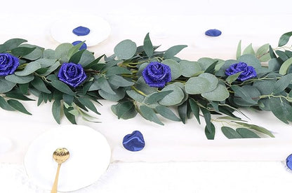 IPOPU Foam Roses, 25pcs Royal Blue Roses Glitter Flowers Artificial Rose with Stem for DIY Wedding Bridal Bouquet Home Party Decoration(Royal Blue)