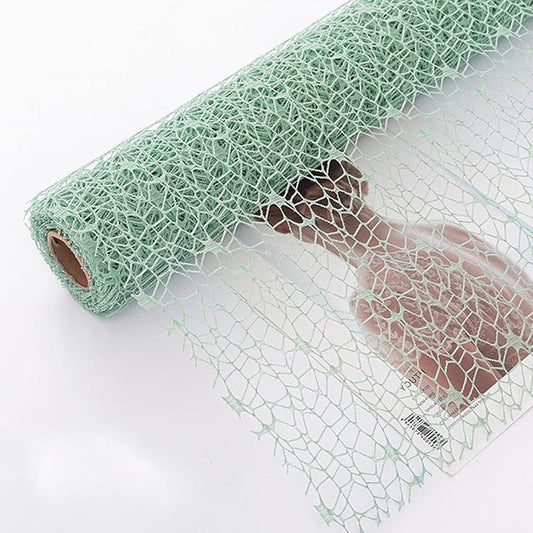 Korean Jacquard Net Mesh Openwork Floral Wrapping Paper 1 Roll Florist Supplies Flower Bouquet Wrapping Paper Floral Supplies for Fresh Flowers, 50cm x 5 Yard (Matcha Green)