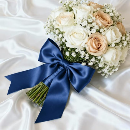 1-1/2" x 50 Yards Satin Ribbon - Navy Blue Silk Ribbon with Spool - Ideal for Gift Wrapping, Floral Bouquets, Crafts, Wedding Party Decorations, Christmas and Sewing Projects