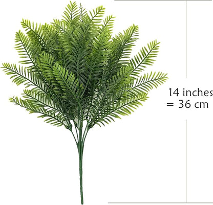 PASYOU Artificial Boston Fern Plants, Greenery Leaves Bamboo UV Resistant Fake Plastic Plant for Outdoors Indoor Hanging Planter Front Porch Garden Farmhouse Decoration 8 Pack
