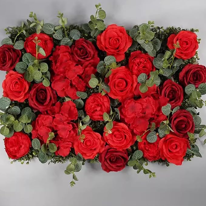 FagusHome 25 Pcs Silk Peony Artificial Flower Heads 4 inch Fake Peony Flowers Heads with Stems Artificial Peony Flower Heads in Bulk Wholesale for Wedding Home Decor (Red)