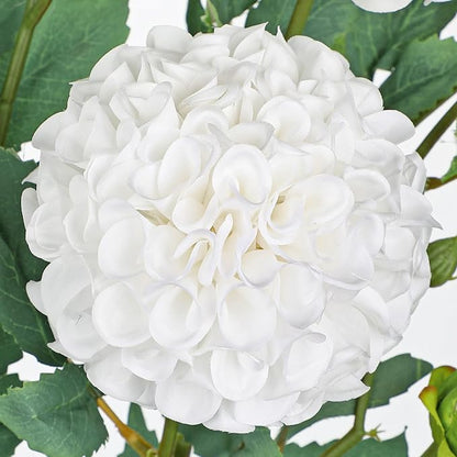 Hollyone 5PCS Dahlia Artificial Flowers 24.8" Cream White Fake Ball Dahlias Silk Flowers Faux Roses Flower with Long Stems for DIY Wedding Bouquets Centerpieces Arrangements Bridal Shower Home Decor