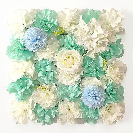 Flower Wall Backdrop, 12PCS 10.6"-15.7" Artificial Flower Wall Panel with Various Styles, 3D Floral Wall Decor for Wedding Photo Background Festive Party Home Decoration (H003, 15 * 15in)
