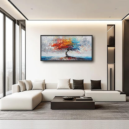 Colorful Tree Wall Art Abstract Rainbow Tree of Life Pictures Wall Decor Large Modern Vibrant Canvas Prints Framed Artwork Home Decorations for Bedroom Living Room Dining Room Office Hotel 60"x30"