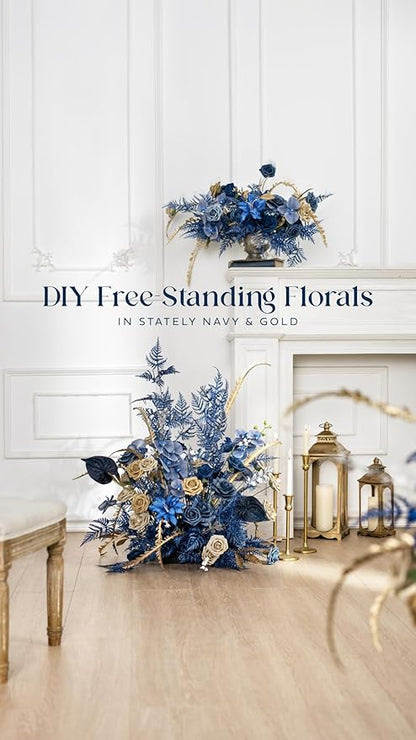 Ling's moment Artificial Flowers 25Pcs Deep Navy Blue Roses Decor w/Stems,3" Real Touch DIY Foam Floral for Wedding Bouquet/Centerpieces, Outdoors Party Backdrop, Room/Table, and Garden/Pot Decor