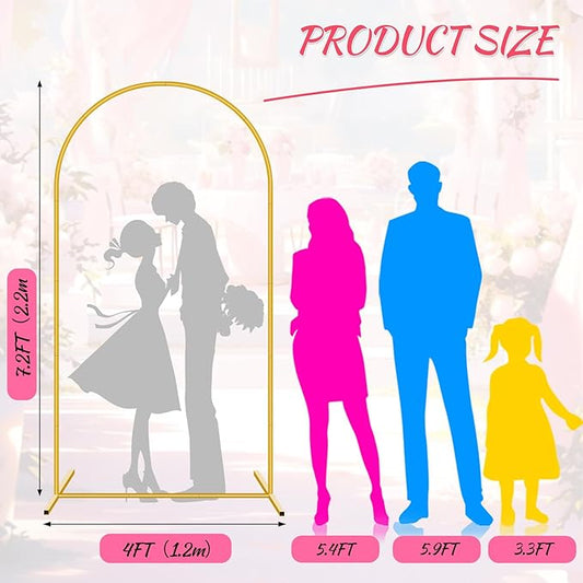 7.2FT Metal Arch Backdrop Stand,Gold Wedding Arched Backdrop Stand Frame for Wedding Party Balloon Decoration Birthday Graduation Ceremony Baby Shower Garden Floral