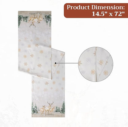 Maison d' Hermine Table Runner 100% Cotton Double Layer Table Runners 72 inches Long for Thanksgiving Christmas Decorations Home Kitchen Dining Party Wedding (Deer in The Woods, 14.5" x 72")