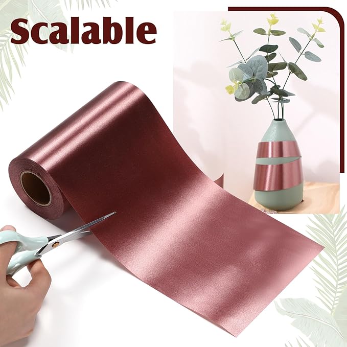Syhood Outdoor Leaf Ribbon Floral Satin Ribbon for Crafts Aspidistra Waterproof Holiday Outdoor Decoration(6 Inch X 30 Yards,Brown)