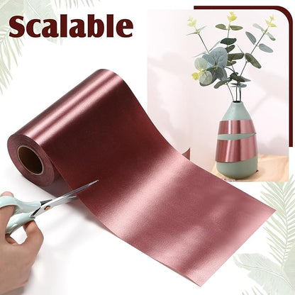 Syhood Outdoor Leaf Ribbon Floral Satin Ribbon for Crafts Aspidistra Waterproof Holiday Outdoor Decoration(6 Inch X 30 Yards,Brown)