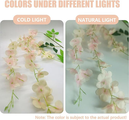 36 Pack Champagne Pink Wisteria Hanging Flowers, 3.44 Ft Fake Hanging Flowers, Artificial Wisteria Garland Vines for Wedding Room Backdrop Outdoor Patio Garden Decoration