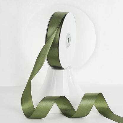 MEEDEE Moss Green Ribbon 1 Inch Moss Green Satin Ribbon Lux Double Faced Ribbons by 50 Yards Polyester Green Wrapping Ribbons for Crafts, Weddings, Flower Bouquet, Holiday Decorating