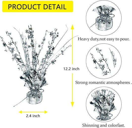 ALISSAR 4-Pack Glitter Silver Star Centerpieces-Table Decorations for Home Decor Birthday Wedding Anniversary Decor (Silver)