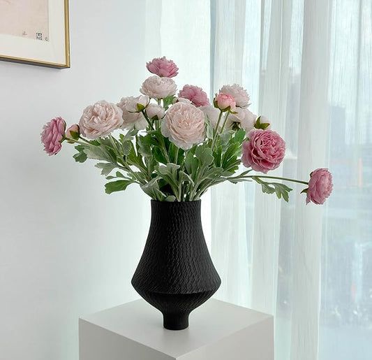 7 pcs Peony Artificial Flowers with Stems, Faux Ice and Opal Pink Ranunculus Mixed, Silk Flowers Arrangement for Home Office Farmhouse Indoor Decor, Kitchen Dining Table Centerpiece Decor