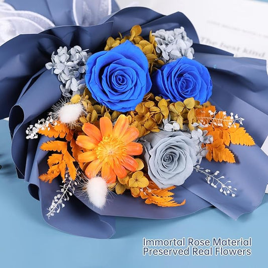 Forever Flowers for Delivery, Preserved Long Lasting Flower Bouquets, Blue Rose Bouquet for Mom, Wife or Girlfriend on Festivals Birthday Anniversary