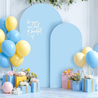 Baby Blue Arch Backdrop Covers - 7.2FT, 6FT Spandex Fitted Wedding Arch Stand Covers Round Top Chiara Stretchy Arch Backdrop Cover for Wedding Birthday Party Decoration