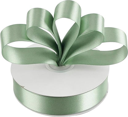 MEEDEE Sage Green Ribbon 1 Inch Sage Green Satin Ribbon Lux Double Faced Satin Ribbons by 50 Yards Polyester Green Wrapping Ribbons for Crafts, Weddings, Flower Bouquet, Holiday Decorating