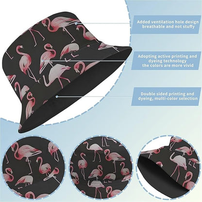 Bucket Hat for Women Men Unisex Sun Cap Packable Outdoor Fisherman Hat Headwear,Reversible Double-Side-Wear