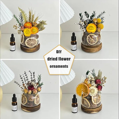 DIY Dried Flower Aromatherapy Kit with Natural Plant Essential Oils, Naturally Dried Flowers and Herbs Ornaments for DIY Flower Craft, Vintage Holiday Decor, Christmas (#E)
