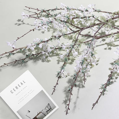 10PCS White Snow Willow Branches – 32'' Real Touch Artificial Flowers, Tall Branches for Vase, Everyday Faux Floral Arrangements for Living Room, Entryway, Office, Farmhouse Minimalist Home Décor
