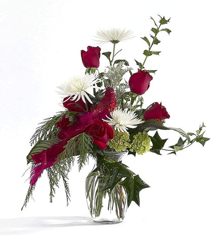 Floral Supply Online - 8" Clear Rose Vase and Flower Guide Booklet - Decorative Glass Flower Vase for Floral Arrangements, Weddings, Home Decor or Office.