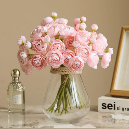 ASTRYAS Ranunculus Artificial Flowers, 18 Pcs Blush Faux Silk Mini Ranunculus Bulk Fake Wedding Filler Flowers for DIY Pink Bouquets, Centerpieces, Bridal Shower Decorations, Pink