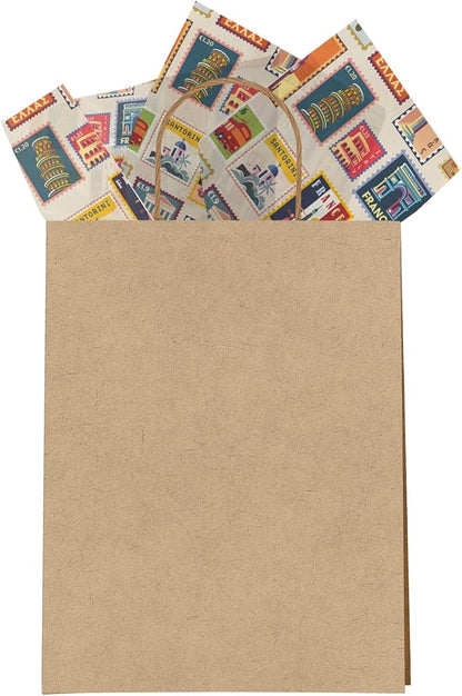 Stamps Printed Tissue Paper for Birthday Party Gift Bags or Boxes and Wrapping - Bulk Decorative Art Tissue Paper for Packaging and Gifting | 24 Sheets 20" x 30"
