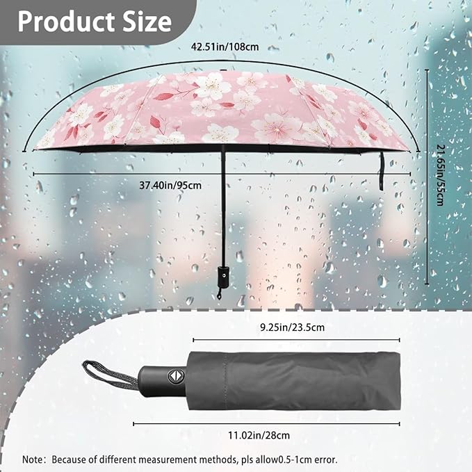 Umbrellas for Rain Lightweight Travel Umbrella 42" Canopy UV Protection Sun Umbrella Windproof Compact Umbrellas