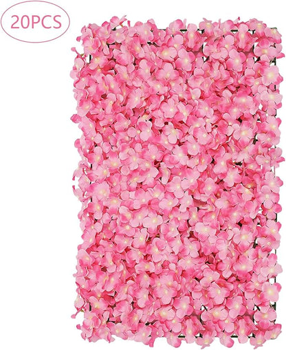 Flower Wall Panels, 20Pcs Artificial Flower Wall 3D Flower Wall Backdrop, 20-Piece Set of Pink Rose Floral Backdrop for Wedding Home Decoration (Pink, 23.6 * 15.7in)