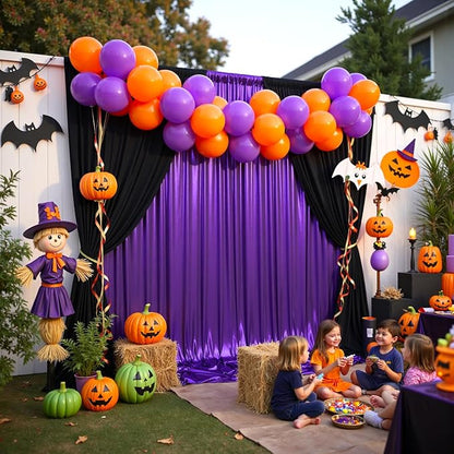 gogoparti 10x10FT Purple Sequin Backdrop Curtain - 2 Panels of 5x10FT Wrinkle-Free Glitter Drapes for Photography, Birthdays, Weddings & Graduations
