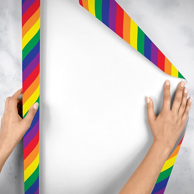 Jillson Roberts Bulk Gift Wrap, Everyday Gift Wrapping Supplies, Rainbow Stripe, Full Ream 833 feet x 24 inches