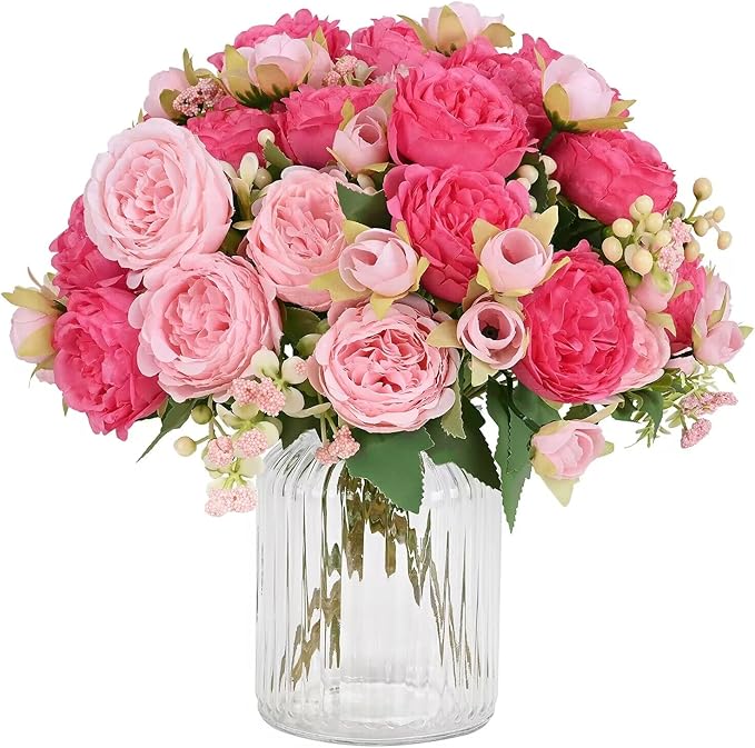 MARTINE MALL 12 Packs Peonies Artificial Flowers, Mixed Pink Artificial Peonies, Silk Peonies Flowers Fake Peonies Artificial Flowers Peonies Bouquet for Centerpiece Table Wedding Party Home Decor