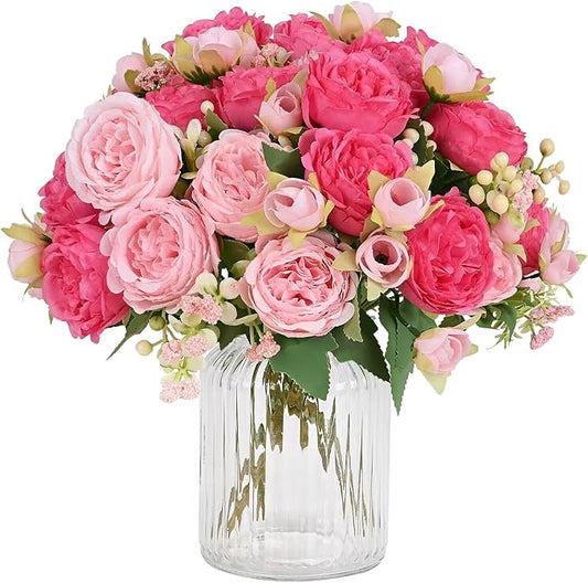 MARTINE MALL 12 Packs Peonies Artificial Flowers, Mixed Pink Artificial Peonies, Silk Peonies Flowers Fake Peonies Artificial Flowers Peonies Bouquet for Centerpiece Table Wedding Party Home Decor