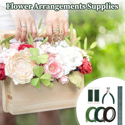 Flower Arrangements Supplies Kit with Floral Tape, 22 Gauge Floral Wire, 26 Gauge Flower Stems, Wire Cutter, Bouquet Accessories for Wreath, Christmas Tree, DIY Craft