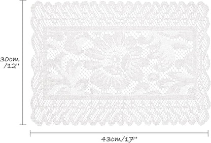 Jayla 4 Pcs Rectangle Lace Placemats for Tables Embroidered Lace Tablemats Vintage Crochet Floral Table Runner Vintage Wedding, Tea Party Decor,12x17 Inch