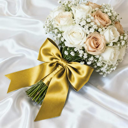 1-1/2" x 100 Yards Satin Ribbon - Dark Gold Silk Ribbon with Spool - Ideal for Gift Wrapping, Floral Bouquets, Crafts, Wedding Party Decorations, Christmas and Sewing Projects