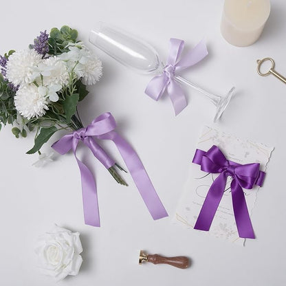 Purple Double Face Satin Ribbon 1 Inch x 45 Yards Lavender Fabric Ribbon for Gift Wrapping, Flower Bouquets, Hair Bows Making, Wedding Decoration, Invitation Cards, Christmas (3 Rolls *15Yd)