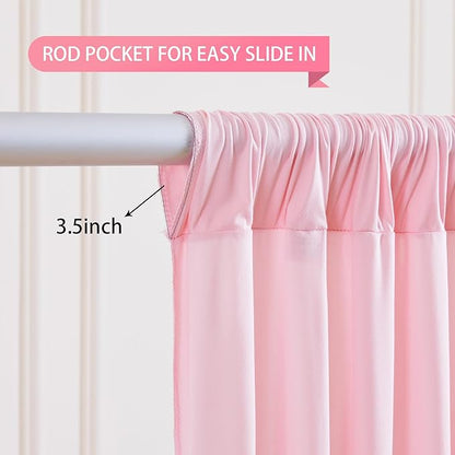 Pink Backdrop Curtains-Wrinkle-Free Polyester Photography Drapes Party Curtain Background for Baby Shower Wedding Decorations- 24 X10FT (Pink)