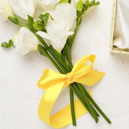 NESCCI 100 Yards Ribbon,1-1/2 Inch Yellow Satin Ribbon,Single Face Satin Ribbons,Perfect for Gift Wrapping,Wedding Decoration,Handmade Bows,Wrapping Bouquet and More