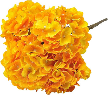 2Bouquets Artificial Fake Flowers Plants Silk Hydrangea Arrangements Wedding Bouquets Decorations Plastic Floral Home Kitchen Garden Party Festival Bar DIY(Yellow,5 Flower Heads)