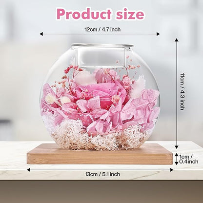 Christmas Birthday Gifts for Women Preserved Roses in Glass Dome with Scented - Romantic Preserved Flower for Women, Girlfriend, Wife, Mom, Grandma, Sister, Her-Pink