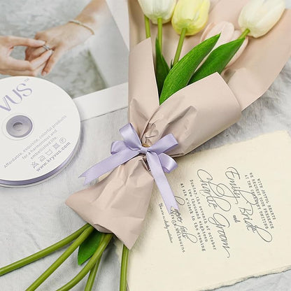 Lilac Mist Satin Ribbon, Double Faced 1/2 Inch X 50 Yards Lilac Mist Ribbon, Premium Satin Ribbon for Gift Wrapping, Crafts, Hair Bow Making, Sewing, Flower Bouquet, Wedding Party Decor