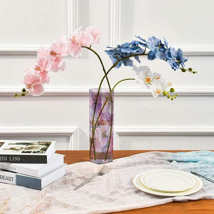 Flower Vase Clear Plastic Cylinder Vases Decor for Centerpieces Home Storage Office Weddings Japanese Cherry Blossom 11.8 x 3.9 in