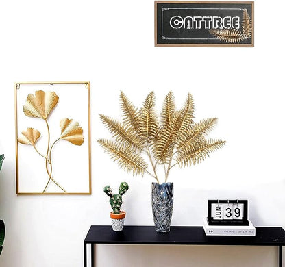 CATTREE Artificial Plants Gold Persian Grass Tall 29" 2 Pack, Fake Golden Palm Leaves Plastic Fern Boston Bushes Faux Shrubs Simulated Tropical Leaf for Party Decorations Wedding DIY Christmas Décor
