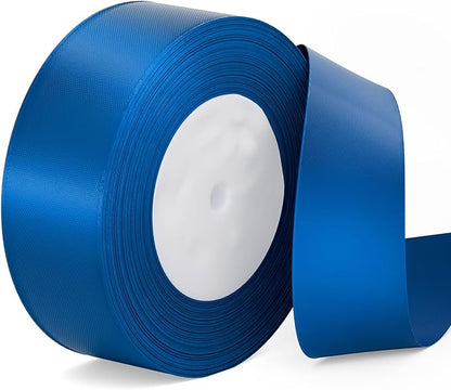 Blue Ribbon 1-1/2 inch Royal Blue Satin Fabric Ribbon 50 Yards for Craft Wrapping Flower Bouquet Hair Bow Making Wedding Invitations Party Decoration