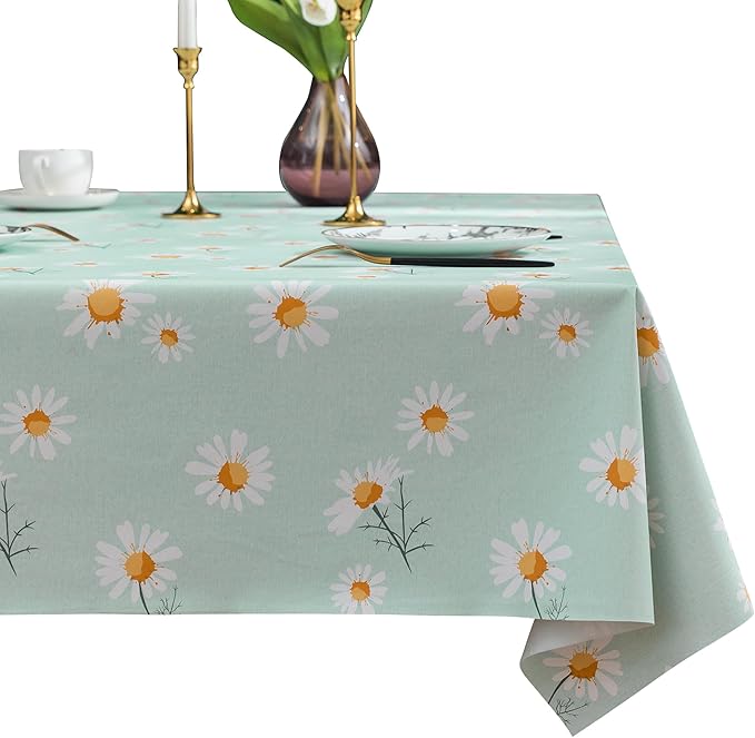 Rectangle Table Cloth,100% Waterproof Tablecloth OilProof SpillProof Vinyl Table Cloth, Wipe Clean Plastic Table Cover for Dining, Camping, Indoor and Outdoor 54" x 120",Mum Bloom