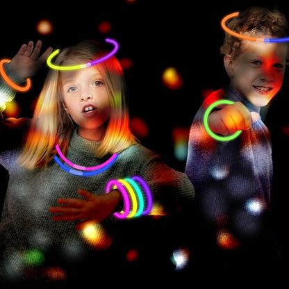Glow Sticks Party Pack 8"-50, Light up Bracelets & Necklaces Accessories for Kids, Neon Glow in the Dark Christmas NYE Party Favor Supplies Decoration for Xmas Birthday Camping Wedding Dance Parade