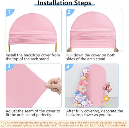 HEMMOTOP Pink Arch Backdrop Cover 7.2 ft (No Arch Stand), Spandex Arch Covers Stretchy Backdrop for Balloon, Birthday Party, Baby Shower, Banquet Arch Decoratio
