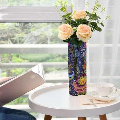 Vase Plastic Vase Elegant Cylinder Flower Vase Shatterproof Decorative Centerpiece for Home Table Office Weddings Events (11.8 x 3.9 in)